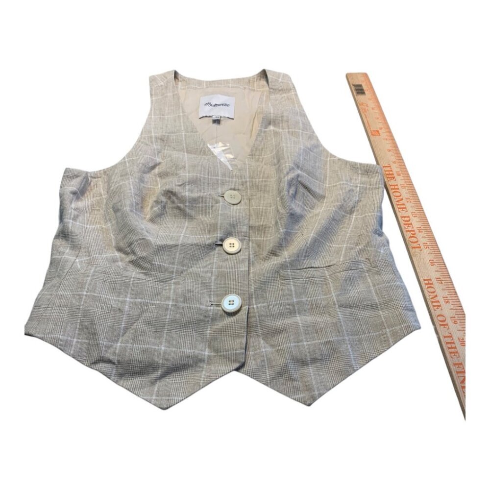 NWOT Madewell Linen Vest Top in Plaid Size 4 - Picture 6 of 7